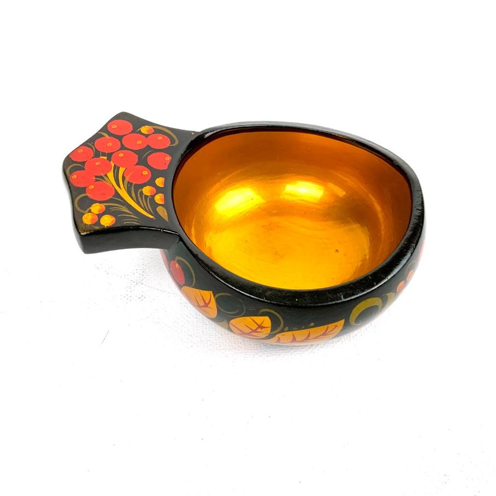 Vintage Russian Lacquerware Khokhloma Set Of 5 Wooden Items - Picture 7 of 16